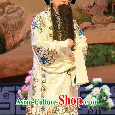 Nan Jie Guan Chinese Peking Opera Elderly Male Zhao Kuangyin Garment Costumes and Headwear Beijing Opera Laosheng Apparels Emperor Clothing