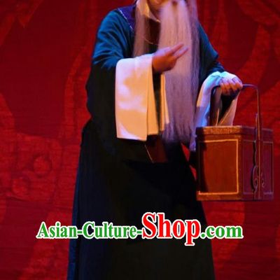 Man Jiang Hong Chinese Peking Opera Old Man Apparels Costumes and Headpieces Beijing Opera Elderly Servant Garment Clothing