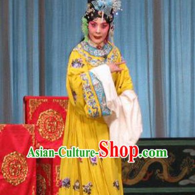 Chinese Beijing Opera Mistress Wang Xifeng Garment The Dream Of Red Mansions Costumes and Hair Accessories Traditional Peking Opera Young Female Yellow Dress Apparels