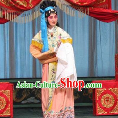 Chinese Beijing Opera Concubine You Erjie Garment The Dream Of Red Mansions Costumes and Hair Accessories Traditional Peking Opera Distress Maiden Dress Apparels