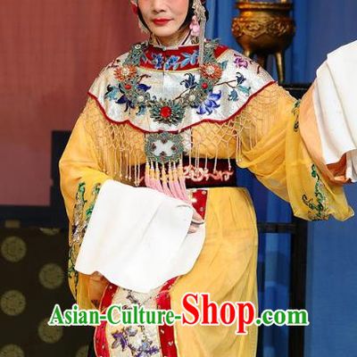 Chinese Beijing Opera Hua Tan Garment The Dream Of Red Mansions Costumes and Hair Accessories Traditional Peking Opera Mistress Wang Xifeng Yellow Dress Apparels