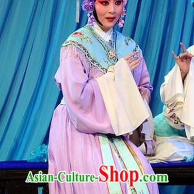 Chinese Beijing Opera Servant Girl Garment The Dream Of Red Mansions Costumes and Hair Accessories Traditional Peking Opera Maid Lady Ping Er Dress Apparels