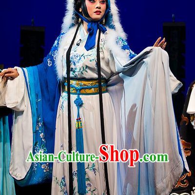 Chinese Beijing Opera Diva Cai Wenji Apparels Anecdote of Jian An Costumes and Headdress Traditional Peking Opera Hua Tan Dress Actress Garment
