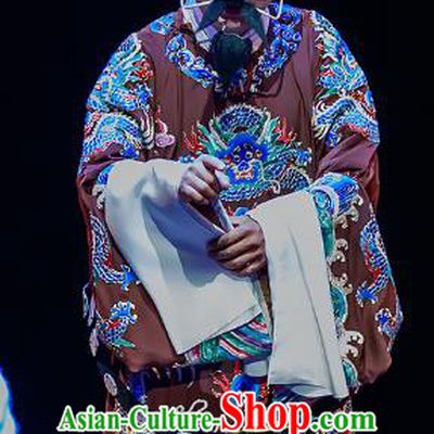 Chun Ri Yan Chinese Peking Opera Official Garment Costumes and Headwear Beijing Opera Treacherous Minister Zhang Jingting Apparels Clothing