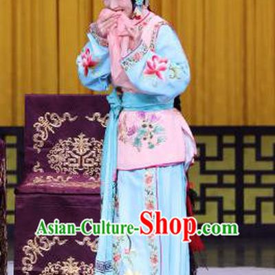 Chinese Beijing Opera Young Lady Apparels Pu Qiu Mountain Costumes and Headdress Traditional Peking Opera Xiaodan Dress Cai Jinhua Garment