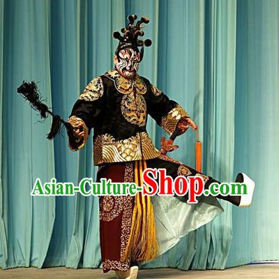 Shen Ting Ling Chinese Peking Opera Martial Male Apparels Costumes and Headpieces Beijing Opera Wusheng Garment General Clothing
