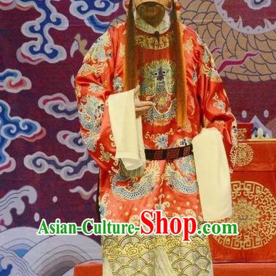 Shen Ting Ling Chinese Peking Opera Laosheng Apparels Costumes and Headpieces Beijing Opera Lord Liu Bei Garment Elderly Male Clothing