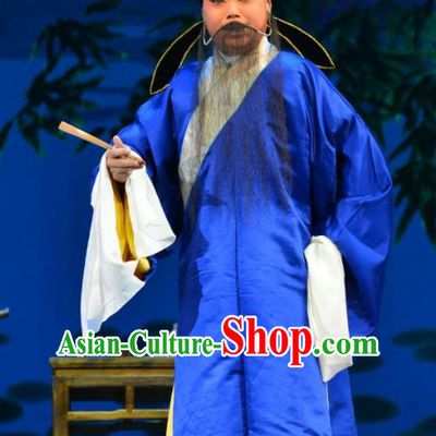 Hong Ling Yan Chinese Peking Opera Elderly Male Apparels Costumes and Headpieces Beijing Opera Laosheng Garment Clothing