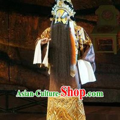 Wu Qi Chinese Peking Opera King Of Lu Apparels Costumes and Headpieces Beijing Opera Elderly Male Garment Lord Clothing