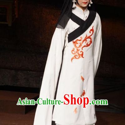 Chinese Beijing Opera Tsing Yi Garment Wu Qi Costumes and Hair Accessories Traditional Peking Opera Distress Maiden Dress Young Female Tian Jiang Apparels