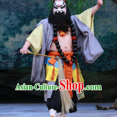 Ye Zhu Lin Chinese Peking Opera Hero Apparels Costumes and Headpieces Beijing Opera Swordsman Garment Monk Lu Zhishen Clothing