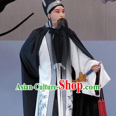 Tang Wan Chinese Peking Opera Elderly Male Apparels Costumes and Headpieces Beijing Opera Landlord Garment Laosheng Clothing