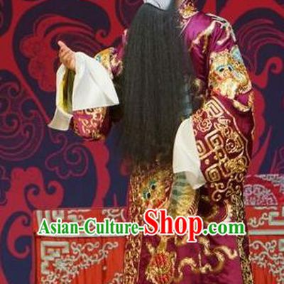 Legend of Xu Mu Chinese Peking Opera Chancellor Cao Cao Apparels Costumes and Headpieces Beijing Opera Painted Face Garment Elderly Male Clothing