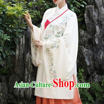 Traditional Chinese Ancient Patrician Lady Embroidered Hanfu Dress Garment Ming Dynasty Historical Costumes Long Blouse and Skirt for Women