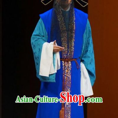 Legend of Xu Mu Chinese Peking Opera Laosheng Apparels Costumes and Headpieces Beijing Opera Elderly Male Garment Military Counsellor Xu Shu Clothing