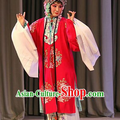 Chinese Beijing Opera Diva Garment Jin Yunu Costumes and Hair Accessories Traditional Peking Opera Young Female Dress Hua Tan Red Apparels