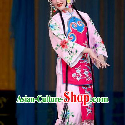 Chinese Beijing Opera Village Girl Garment Costumes and Hair Accessories Traditional Peking Opera Hua Tan Dress Country Woman Jin Yunu Apparels