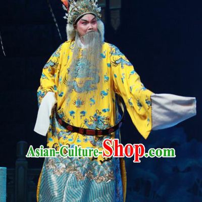 Chinese Peking Opera King Apparels Costumes and Headpieces Beijing Opera Elderly Male Garment Lord Wu Sangui Clothing