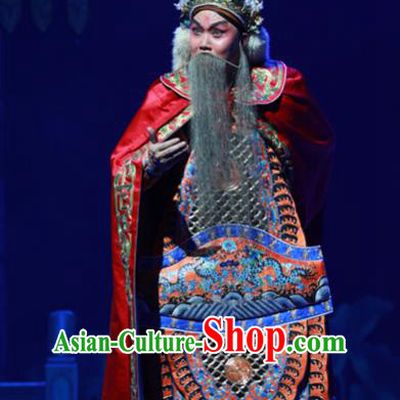 Chinese Peking Opera Lord Wu Sangui Apparels Costumes and Headpieces Beijing Opera Elderly Male Garment General Armor Clothing
