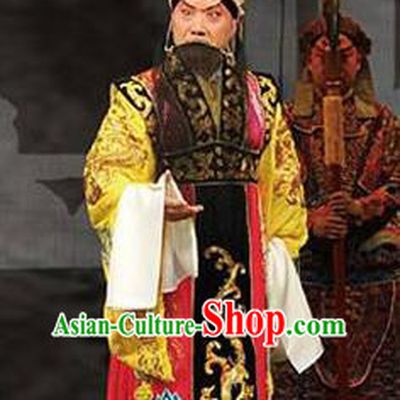 Hua Long Dian Jing Chinese Peking Opera Laosheng Apparels Costumes and Headpieces Beijing Opera Elderly Male Garment Emperor Li Shimin Clothing