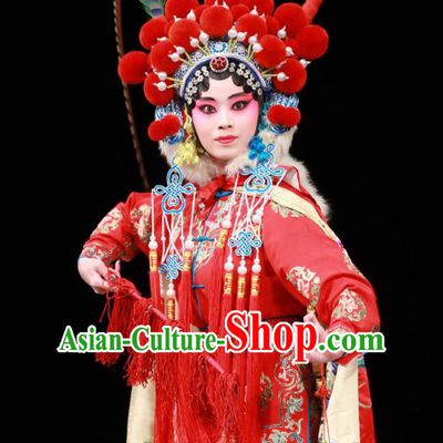 Chinese Beijing Opera Swordswoman Xu Peizhu Garment Actress Costumes and Hair Accessories Traditional Peking Opera Wudan Dress Martial Female Apparels