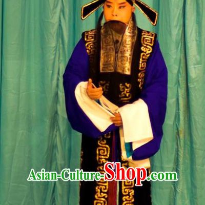 Zeng Ti Pao Chinese Peking Opera Elderly Male Apparels Costumes and Headpieces Beijing Opera Garment Laosheng Fan Ju Clothing