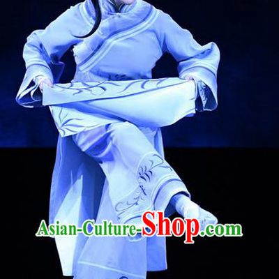 Chinese Ping Opera Female Servant Apparels Costumes and Headpieces Jin E Traditional Pingju Opera Dress Elderly Woman Garment