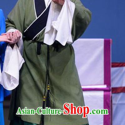 Chinese Ping Opera Old Dame Apparels Costumes and Headpieces Shao Gu Ji Traditional Pingju Opera Elderly Woman Green Dress Garment