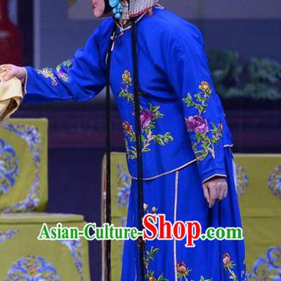 Chinese Ping Opera Young Mistress Blue Apparels Costumes and Headpieces Shao Gu Ji Traditional Pingju Opera Diva Dress Garment