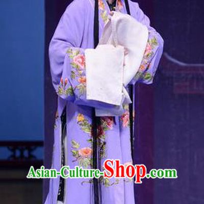 Chinese Ping Opera Diva Apparels Costumes and Headpieces Shao Gu Ji Traditional Pingju Opera Distress Female Purple Dress Garment