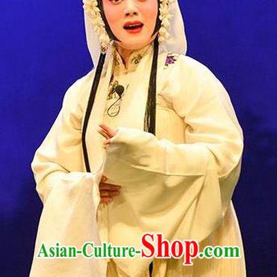 Chinese Beijing Opera Distress Maiden Garment Sun An Dong Ben Costumes and Hair Accessories Traditional Peking Opera Actress Dress Young Female Apparels