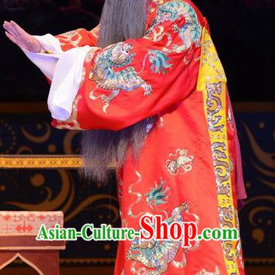 Yu Zhou Feng Chinese Ping Opera Elderly Male Garment Costumes and Headwear Pingju Opera Treacherous Official Apparels Clothing