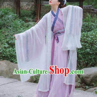 Chinese Traditional Jin Dynasty Noble Female Historical Costumes Embroidered Garment Ancient Goddess Purple Hanfu Dress for Women