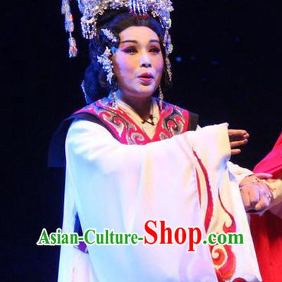Chinese Beijing Opera Queen Zhen Fu Garment Costumes and Hair Accessories Traditional Peking Opera Cao Cao Actress Dress Hua Tan Apparels
