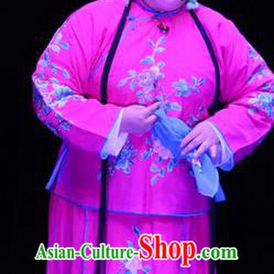 Chinese Ping Opera Elderly Sister Apparels Costumes and Headpieces Li Sanniang Traditional Pingju Opera Mistress Rosy Dress Garment