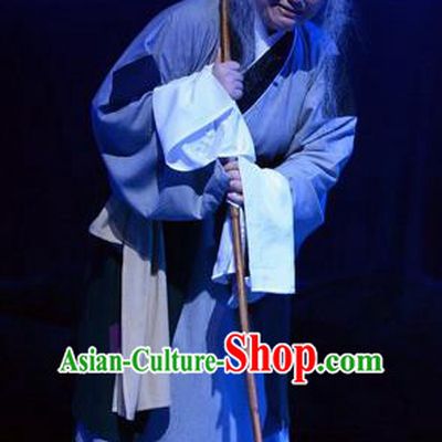 Chinese Ping Opera Female Pauper Apparels Costumes and Headpieces Breeze Pavilion Traditional Pingju Opera Elderly Woman Dress Garment