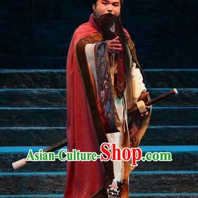 King of Qi Tian Heng Chinese Peking Opera Monarch Apparels Costumes and Headpieces Beijing Opera Elderly Male Garment Clothing