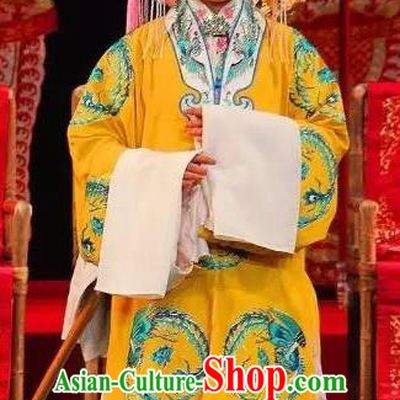 Chinese Sichuan Opera Queen Garment Costumes and Hair Accessories Traditional Peking Opera Empress Yellow Dress Hua Tan Apparels