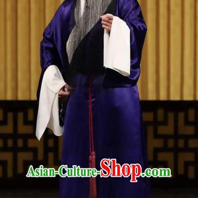 Yi Peng Xue Chinese Peking Opera Laosheng Apparels Costumes and Headpieces Beijing Opera Elderly Servant Mo Cheng Garment Clothing