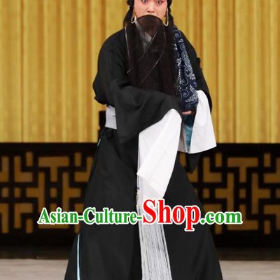 Yi Peng Xue Chinese Peking Opera Elderly Servant Mo Cheng Apparels Costumes and Headpieces Beijing Opera Laosheng Garment Old Man Clothing