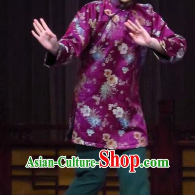Chinese Ping Opera Republican Period Young Mistress Apparels Costumes and Headpieces Zhao Yunniang Traditional Pingju Opera Purple Dress Garment