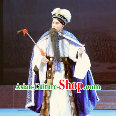 Bei Feng Jin Chinese Peking Opera Elderly Male Apparels Costumes and Headpieces Beijing Opera Laosheng Garment Official Shi Yisheng Clothing