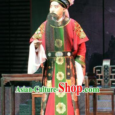 Bei Feng Jin Chinese Peking Opera Official Shi Yisheng Apparels Costumes and Headpieces Beijing Opera Laosheng Garment Elderly Male Clothing