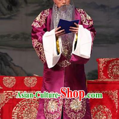 Zhuo Wenjun Chinese Peking Opera Laosheng Apparels Costumes and Headpieces Beijing Opera Elderly Male Garment Landlord Zhuo Wangsun Clothing