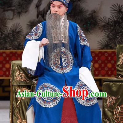 Chinese Peking Opera Elderly Male Apparels Costumes and Headpieces Beijing Opera Laosheng Garment Landlord Yu Ren Clothing