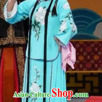 Chinese Beijing Opera Maidservant Luan Ying Garment Costumes and Hair Accessories Traditional Peking Opera Young Lady Dress Xiaodan Apparels