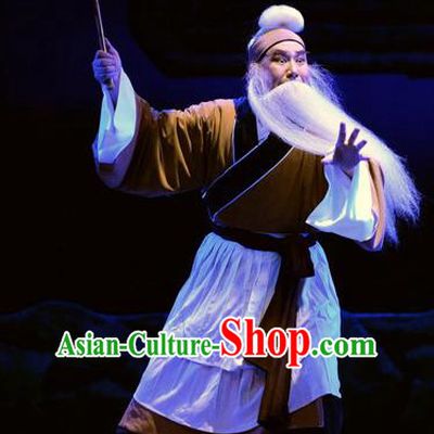 Breeze Pavilion Chinese Ping Opera Elderly Male Garment Costumes and Headwear Pingju Opera Laosheng Zhang Yuanfang Apparels Clothing