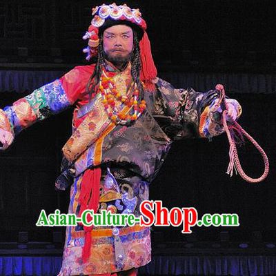 Chen Ai Luo Ding Chinese Sichuan Opera Elderly Prince Apparels Costumes and Headpieces Peking Opera Lord Garment Tibetan King Clothing