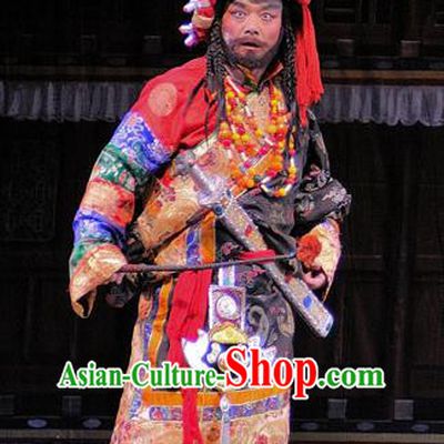 Chen Ai Luo Ding Chinese Sichuan Opera Male Apparels Costumes and Headpieces Peking Opera King Garment Tibetan Elder Prince Clothing