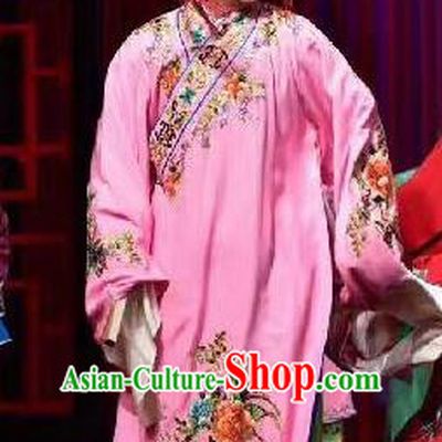 Divorce Case Chinese Sichuan Opera Xiaosheng Apparels Costumes and Headpieces Peking Opera Chou Garment Young Male Pink Robe Clothing